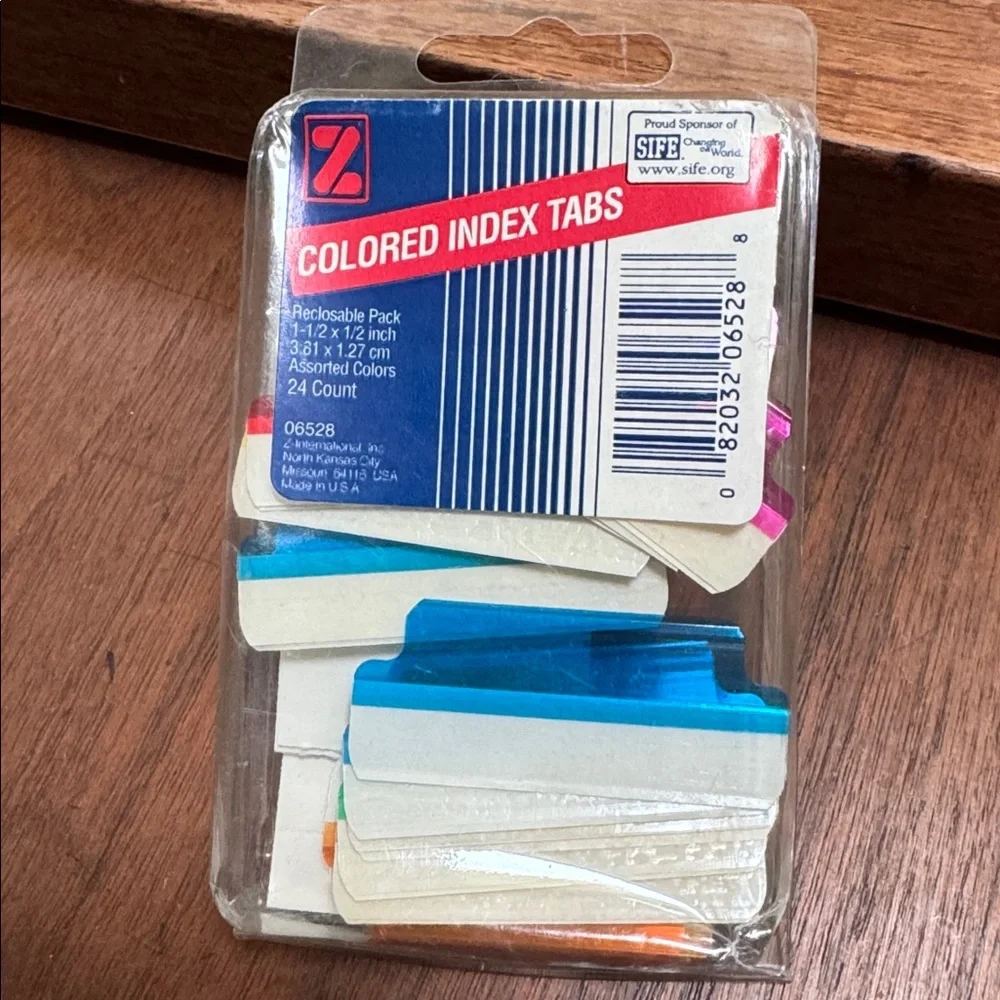 Z International Inc COLORED INDEX TABS ASSORTED COLORS SET 20 MADE IN USA 06528